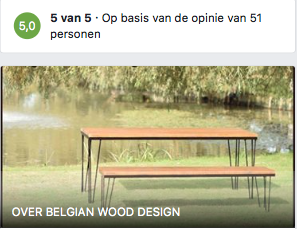 Een blik in de vele recensies van Belgian Wood Design, ondertussen hebben al meer dan 100 klanten hun recensie geschreven en iedereen met volle tevredenheid. Mooi zo!